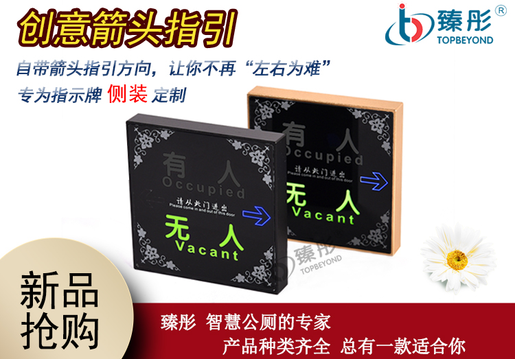 智慧公廁有人無人紅綠雙色高亮指示牌戶外廁所廁位狀態(tài)引導(dǎo)指示燈